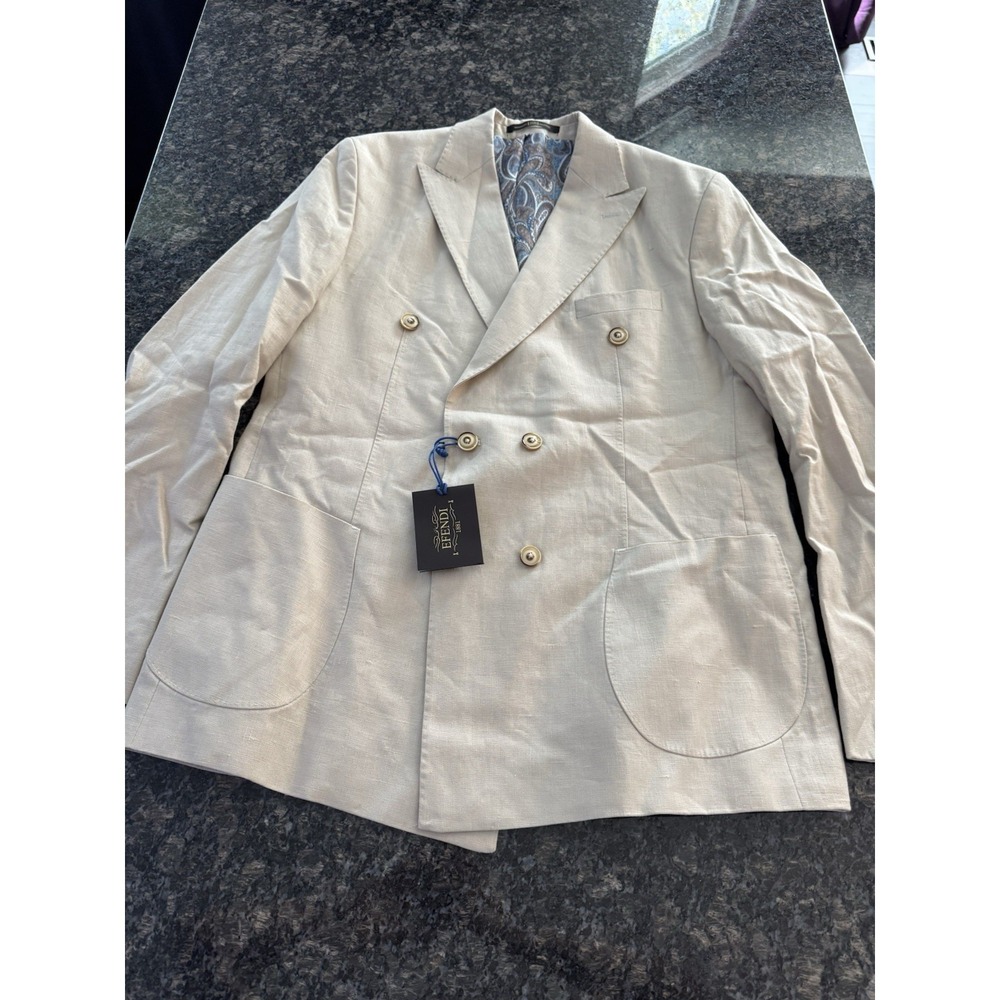 Men's‎ Efendi 1881 Two Button Linen Blazer Jacket, Suit Coat Size US 44 EU 54